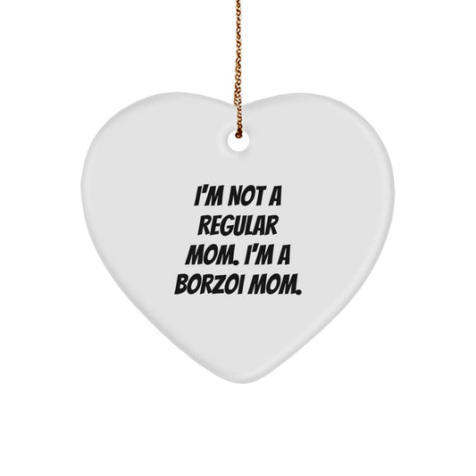 Funny Borzoi Dog Mom Gifts from Friends for Christmas Unique Gifts - Heart Ornament for Borzoi Dog Lovers - Image 1