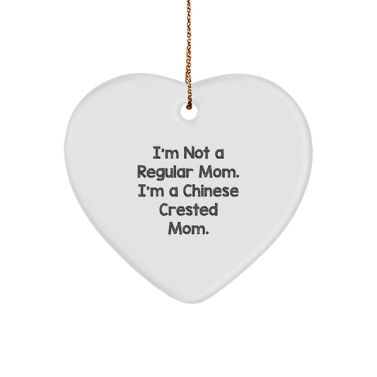 Chinese Crested Dog Mom Funny Heart Ornament, Gifts for Chinese Crested Dog Owners, Christmas Unique Gifts from Mom to Chinese Crested Dog Lover - Image 1