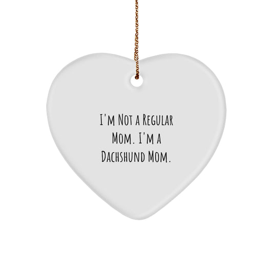 Funny Dachshund Dog Mom Heart Ornament Gifts from Family Friends Christmas Unique - Image 1
