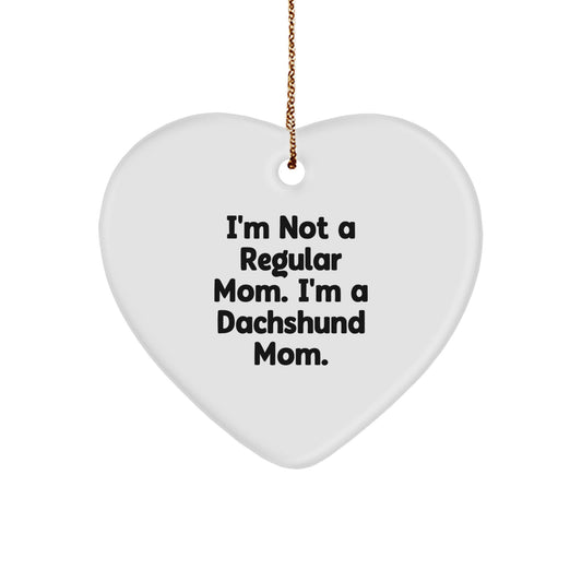 Funny Dachshund Mom Christmas Unique Gifts for Dachshund Dog Owner, Heart Ornament for Mom from Friends, Coworkers, Family, Funny Dachshund Mom Heart Shaped Ornament - Image 1