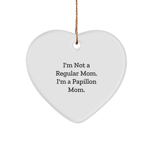 Funny Papillon Dog Gifts for Women - Heart Ornament Gifts from Daughter to Mom, Christmas Unique Gifts for Papillon Dog Lovers - Image 1