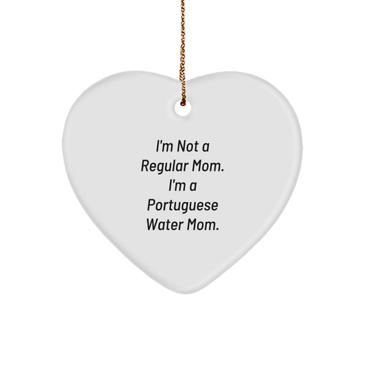 Funny Portuguese Water Dog Gifts, Heart Ornament Christmas Unique Gifts from Mom to Portuguese Water Dog Lover - Image 1