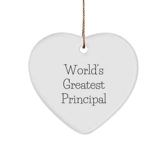 Funny Principal Gifts from Men to World's Greatest Principal Heart Ornament for Christmas Unique Presents - Image 1
