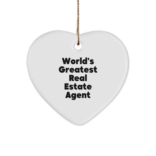 Funny World's Greatest Real Estate Agent Heart Ornament Gifts from Family for Real Estate Agent Christmas Unique Gifts - Image 1