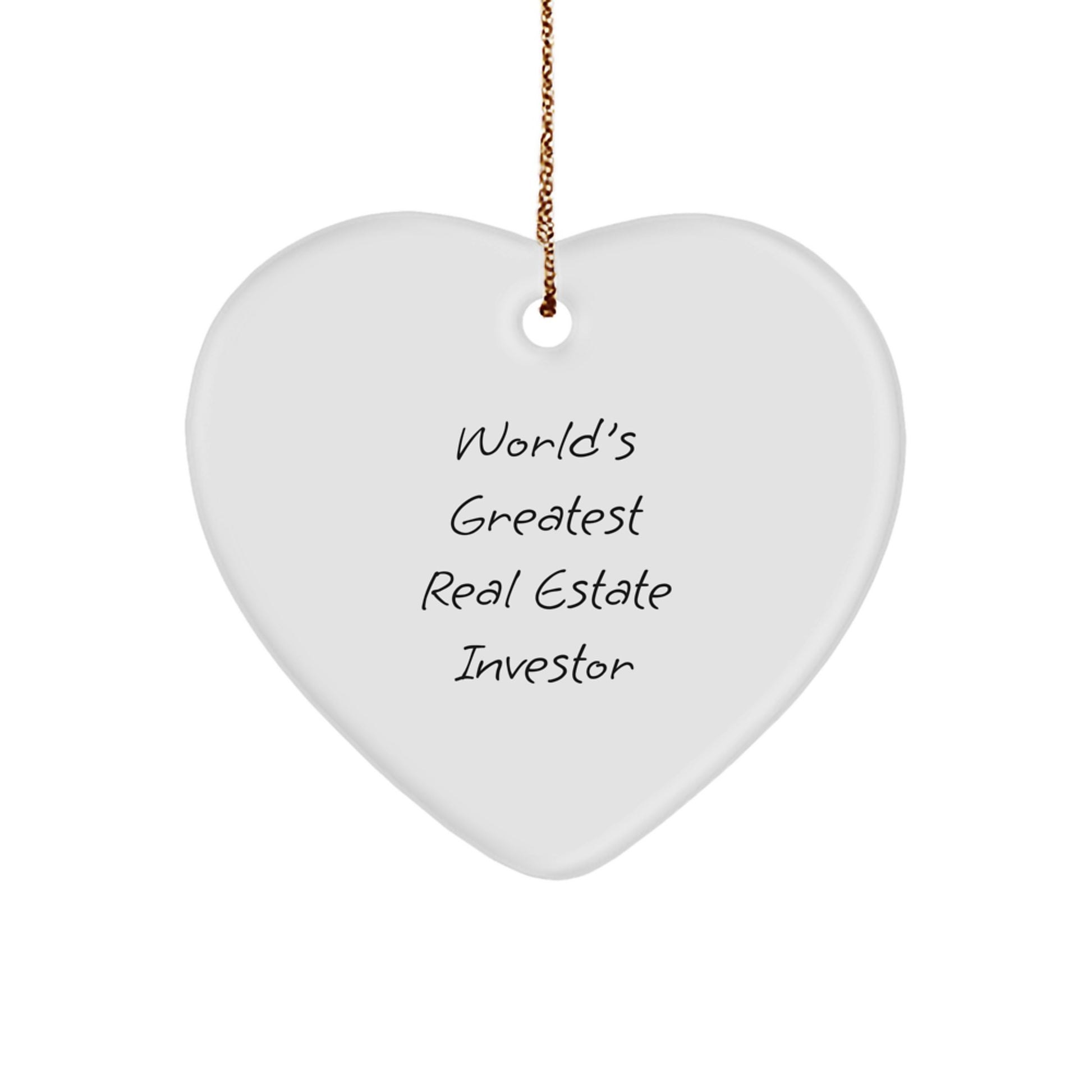 Funny Real Estate Investor Gifts from Friends, World's Greatest Real Estate Investor Heart Ornament, Christmas Unique Gifts for Real Estate Investor - Image 1