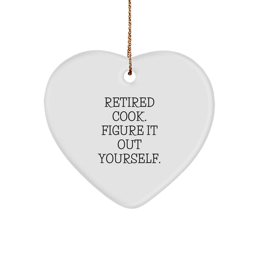 Funny Retired Cook Heart Ornament for Christmas Unique Gifts from Men to Women, Friends, or Family - Cook Heart Decoration - Image 1