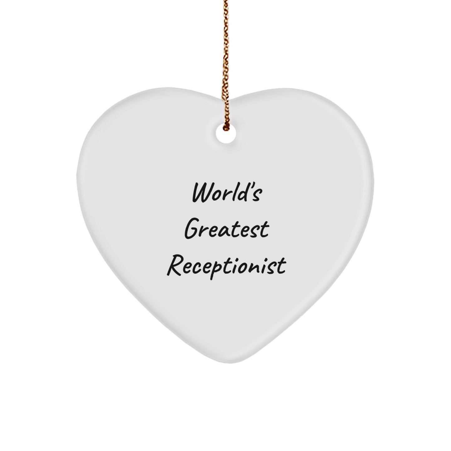 Funny Heart Ornaments for Receptionists Gifts from Friends and Family, Inspirational World's Greatest Receptionist Christmas Unique Gifts - Image 1