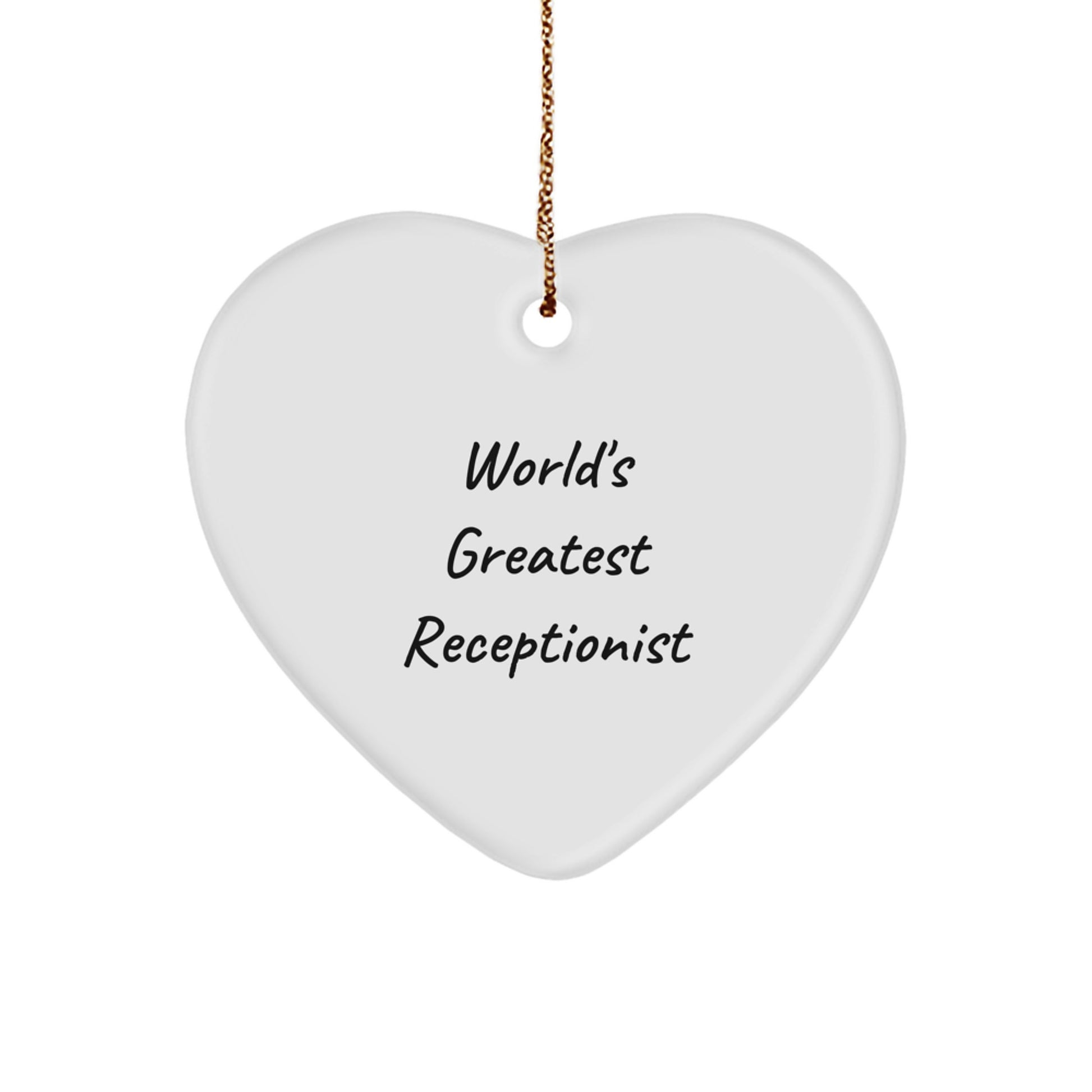 Funny Heart Ornaments for Receptionists Gifts from Friends and Family, Inspirational World's Greatest Receptionist Christmas Unique Gifts - Image 1