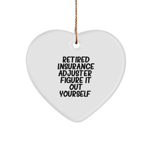 Insurance Adjuster Gifts from Friends, Family - Retired Adjuster Quote Heart Ornament, Christmas Unique Presents for Men, Women - Image 1