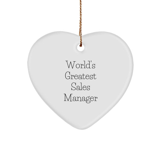 Funny Sales Manager Gifts from Men, World's Greatest Sales Manager Heart Ornament for Christmas Unique Gifts, Cute Sales Manager Heart Shaped Ornament - Image 1