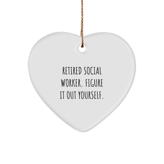 Funny Gift for Social Worker from Friends, Heart Ornament Quote - 'Figure It Out Yourself' - White Color Heart Shaped, Perfect for Christmas Unique Gifts - Image 1