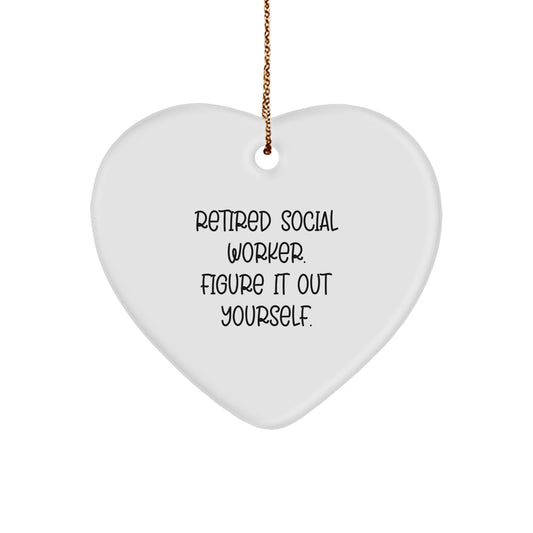 Gifts from Retired Social Workers for Social Worker Friends with Funny Quote Heart Ornament Christmas Unique Gifts - Image 1