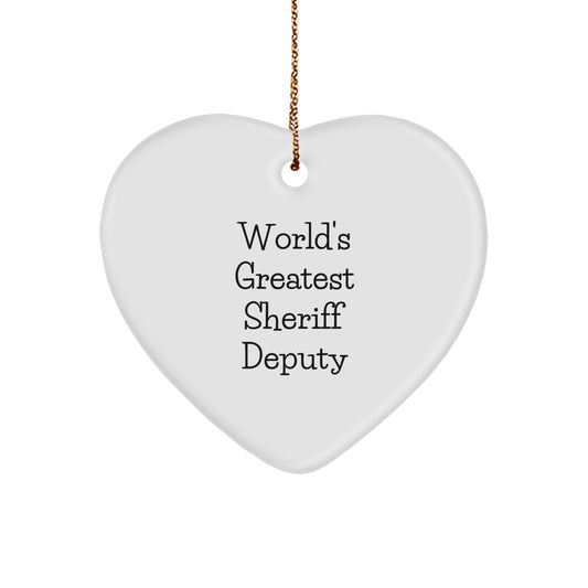 Funny Sheriff Deputy Heart Ornament Gifts from Men for Sheriff Deputy, Christmas Unique Sheriff Deputy Gifts - Image 1