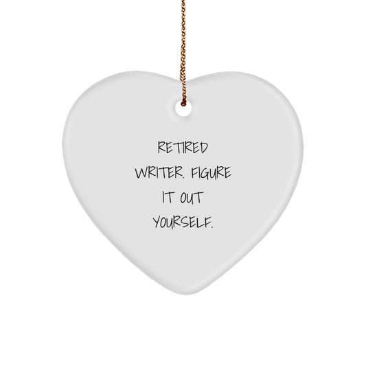 Writer Heart Ornament, Funny Quote Gifts for Writers from Friends, Unique Christmas Decorations, Heart Shaped MDF with Gold Cord - Image 1