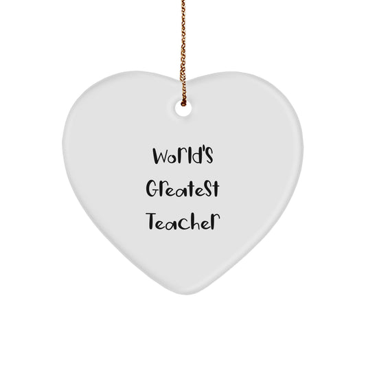 World's Greatest Teacher Heart Ornament, Funny Teacher Gifts from Men to Teacher, Gifts for Teacher on Christmas - Image 1