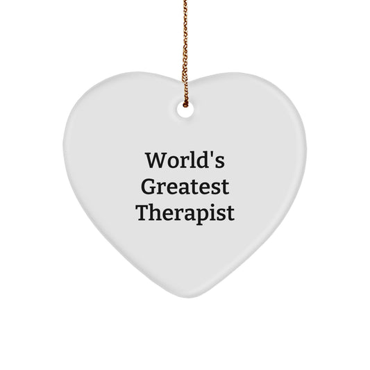 Funny World's Greatest Therapist Heart Ornament Gifts from Family, Unique Christmas Unique Gifts for Therapist, Heart Shaped Therapist Decor - Image 1