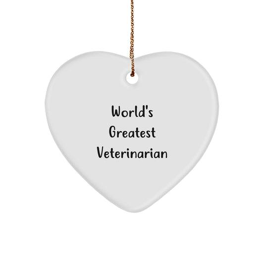 Funny Veterinarian Gifts for World's Greatest Veterinarian, Heart Ornament for Christmas, Gifts from Family, for the World's Greatest Veterinarian - Image 1