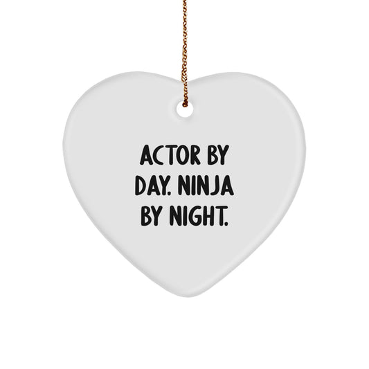 Actor Gifts by Day, Ninja Gifts by Night, Heart Ornament for Christmas - Gifts from Friends, Family, or Coworkers for the Actor in Your Life - Image 1