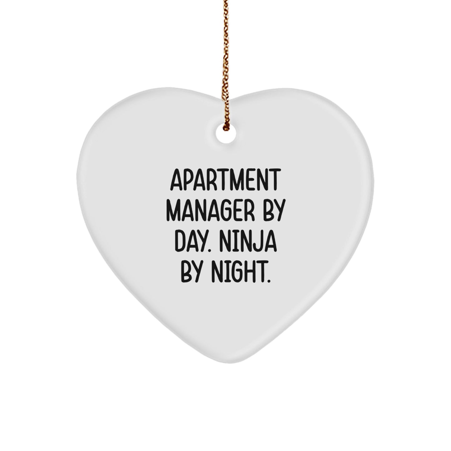 Apartment Manager Gifts from Friends - Heart Ornament By Day. Ninja By Night. - Unique Christmas Unique Gifts - Image 1