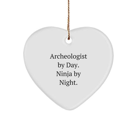 Funny Archeologist Gifts for Men - Archeologist Heart Ornament by Day Ninja by Night - Christmas Unique Gifts from Friends - Image 1