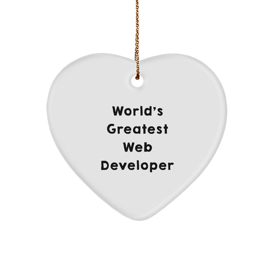 World's Greatest Web Developer Funny Heart Ornament Gifts from Men to Coworkers for Christmas - Image 1