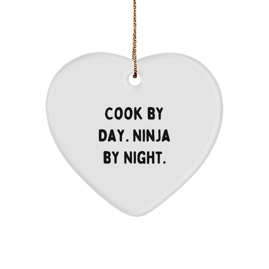 Funny Cook Heart Ornaments for Kitchen Enthusiasts, Gifts from Friends and Family, Heartfelt Christmas Unique Presents for Cooks - Image 1