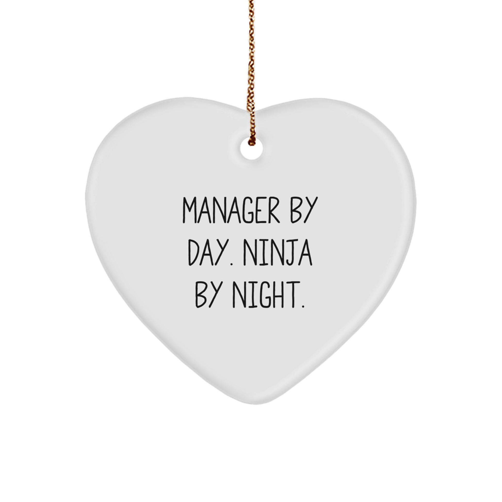 Funny Heart Ornaments for Managers, Gifts from Friends for Men, Christmas Unique Manager By Day. Ninja By Night. Decor - Image 1
