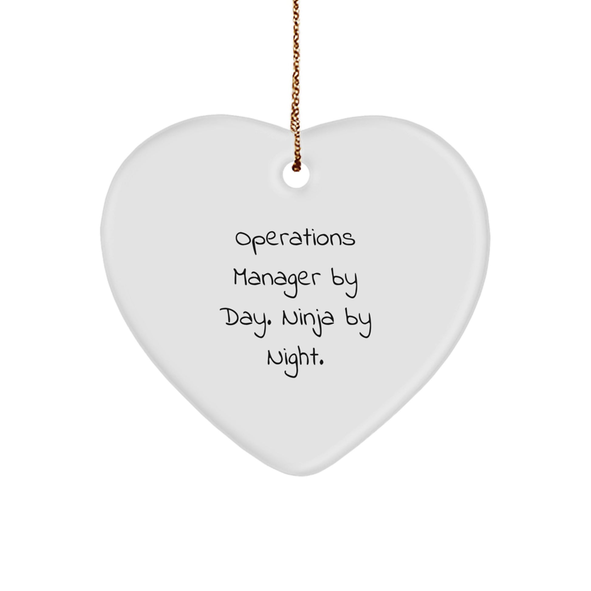 Funny Operations Manager Gifts for Men, Women, Friends, Coworkers - Heart Ornament - Operations Manager By Day. Ninja By Night. Christmas Unique Gifts from Family - Image 1