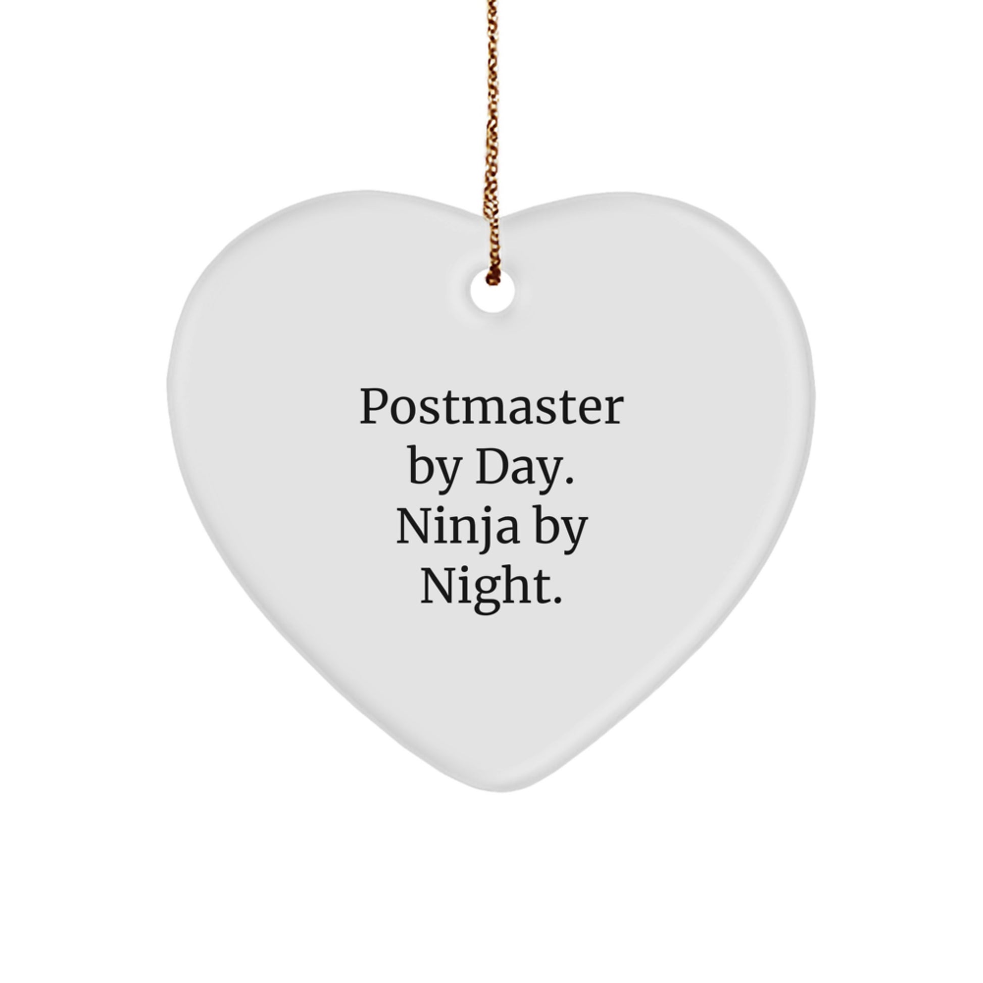 Funny Postmaster Gifts by Day Heart Ornament for Postmaster Men, Unique Christmas Unique Gifts from Friends to Postmaster - Image 1