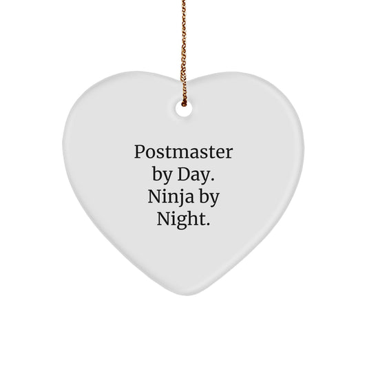 Funny Postmaster Gifts by Day Heart Ornament for Postmaster Men, Unique Christmas Unique Gifts from Friends to Postmaster - Image 1