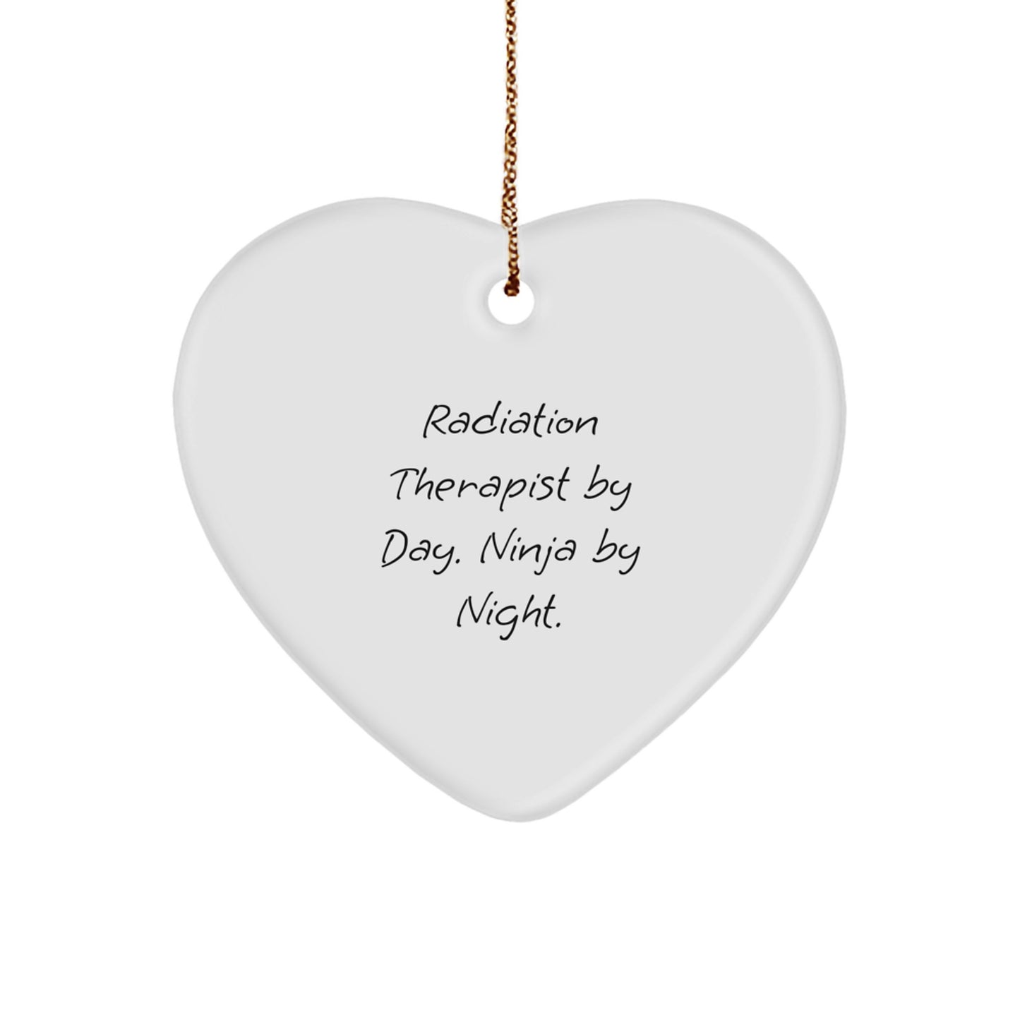 Funny Radiation Therapist Gifts for Men, Christmas Unique Heart Ornament, Radiation Therapist By Day. Ninja By Night. - Image 1