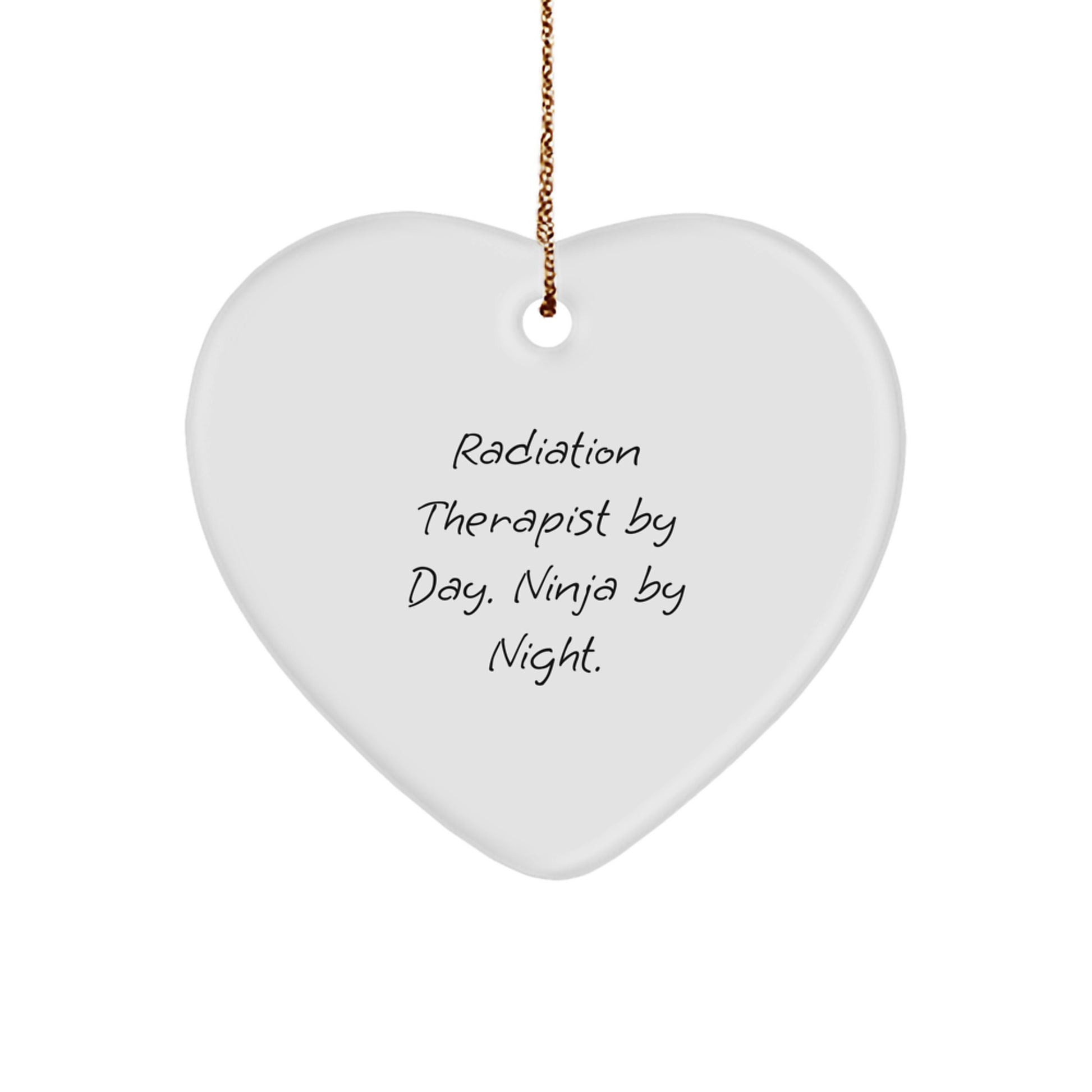 Funny Radiation Therapist Gifts for Men, Christmas Unique Heart Ornament, Radiation Therapist By Day. Ninja By Night. - Image 1
