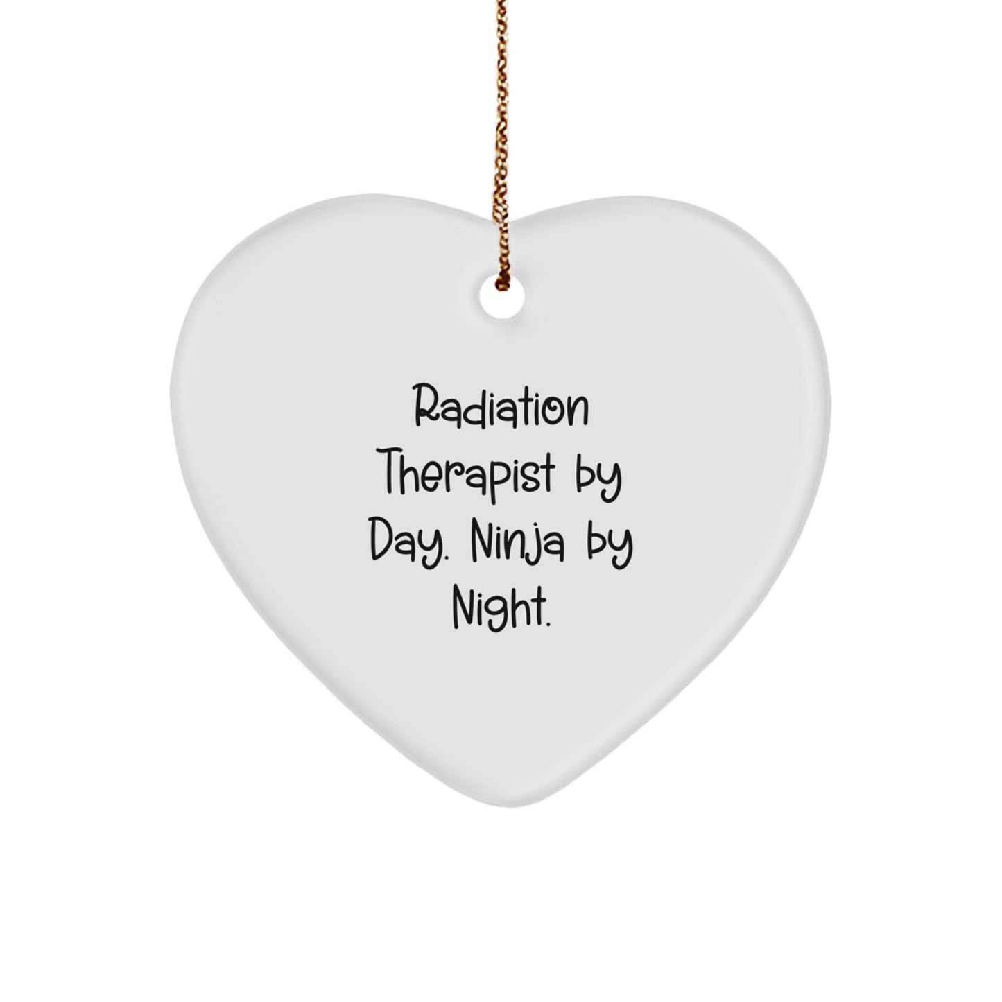 Funny Radiation Therapist Gifts from Friends for Men - Ninja Heart Ornament, White Heart Shaped MDF Christmas Unique Gifts - Image 1