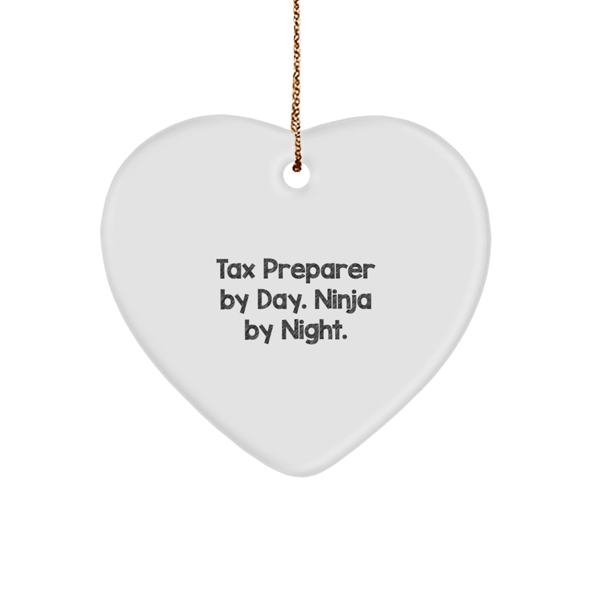 Funny Tax Preparer Gifts from Men for Tax Preparer By Day. Ninja By Night. Christmas Unique Heart Ornaments - Image 1