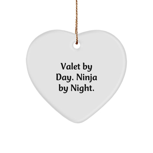 Valet Gifts from Men, Unique Heart Ornaments for Valet by Day, Ninja by Night, Christmas Decorations - Image 1