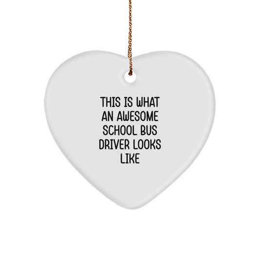 Funny School Bus Driver Heart Ornament Gifts from Friends for Christmas Unique - Image 1