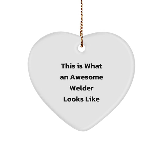 Funny Welder Heart Ornament Gifts from Men to Friends, Unique Christmas Unique Gifts for Welder, Heart-Shaped MDF Metal Look Decor - Image 1