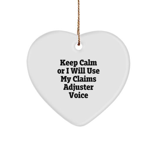 Funny Claims Adjuster Heart Ornaments for Christmas Unique Gifts from Men to Women and Friends, Heart Shaped Keepsake for Claims Adjuster Coworkers and Family Members - Image 1