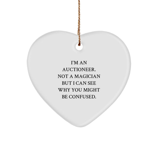 Auctioneer Gifts from Men, Women, or Friends to Auctioneer, Men, or Women - Heart Ornament with Funny Quote - Christmas Unique Gift for Family - Image 1