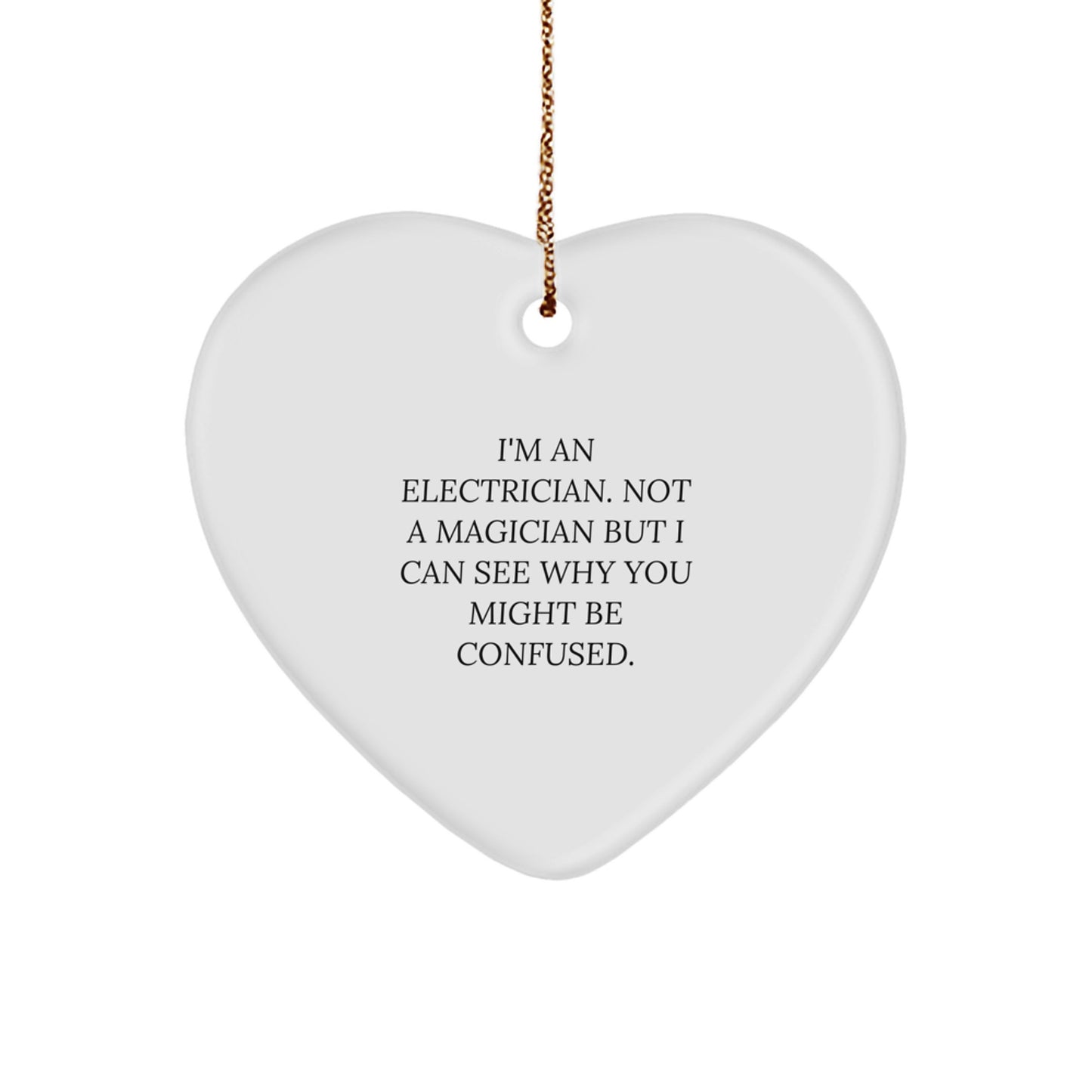 Funny Electrician Gifts for Christmas Unique Heart Ornament, Gifts from Men to Electrician, Cute Heart Shaped Decor - Image 1
