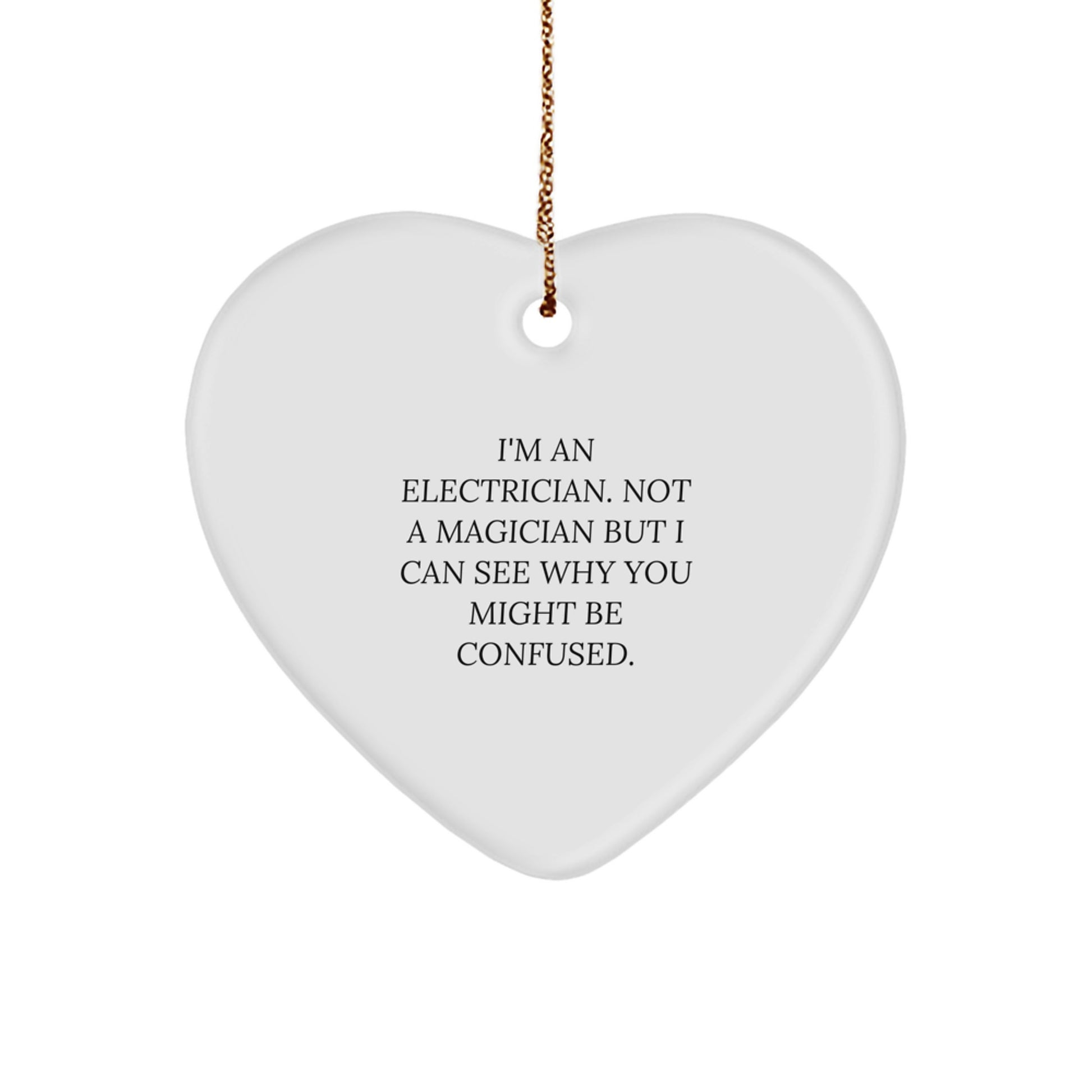 Funny Electrician Gifts for Christmas Unique Heart Ornament, Gifts from Men to Electrician, Cute Heart Shaped Decor - Image 1