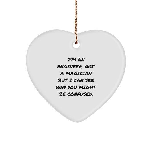 Funny Engineer Quote Heart Ornament Gifts from Family for Engineer Men Christmas Unique Gifts - Image 1