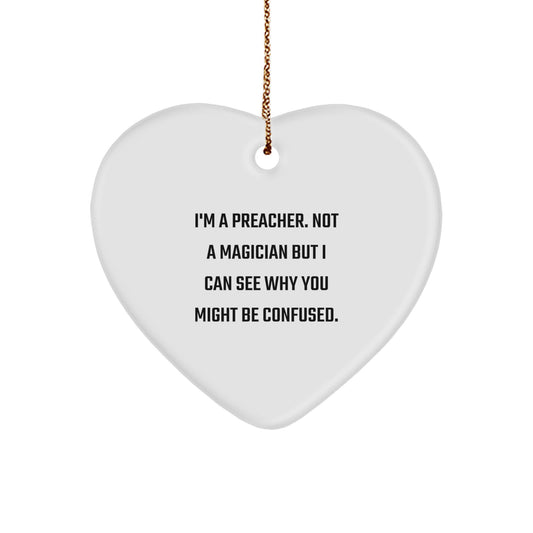 Funny Preacher Heart Ornament Gifts for Preacher - Christmas Unique Gift for Preacher's Family Friends - Image 1