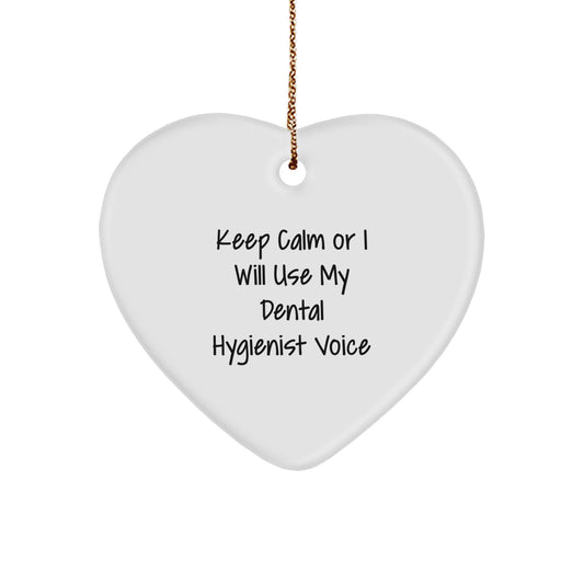 Funny Dental Hygienist Gifts from Friends, Heart Ornament for Dental Hygienist, Keep Calm and Smile, Christmas Unique Gifts for Women Coworkers Family - Image 1