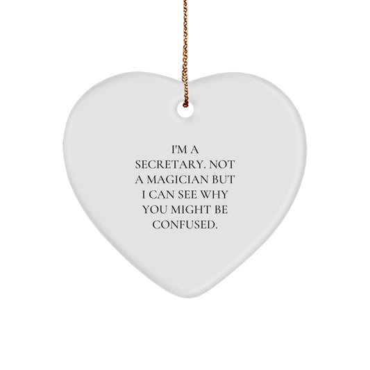 Funny Gifts for Secretary - Heart Ornament, Christmas Unique Gifts from Men to Women Coworkers - Image 1