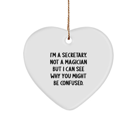 Funny Secretary Gifts from Men to Secretaries, Heart Ornament for Christmas Unique Gifts, Cute Secretary Assistant Decor - Image 1