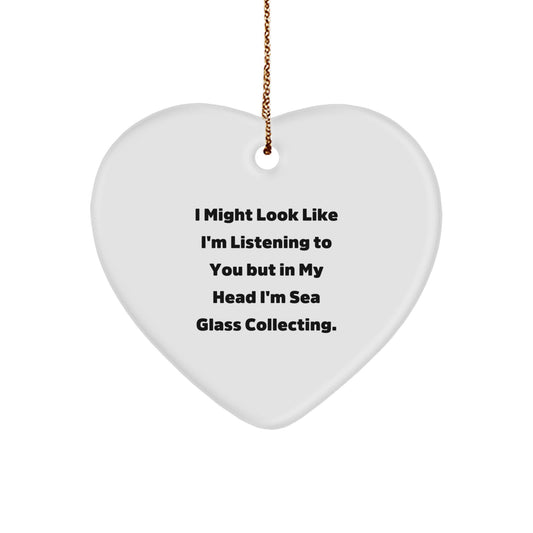 Christmas Unique Gift for Her Sea Glass Collecting Heart Ornament Present - Image 1