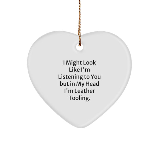 Leather Tooling Gifts from Women for Men - Inspirational Heart Ornament, Funny Quote, Perfect for Christmas Unique Presents - Image 1