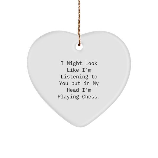 Funny Chess Heart Ornament Gifts for Chess Enthusiasts from Friends and Family, Inspirational Christmas Unique Gifts for Men and Women - Image 1