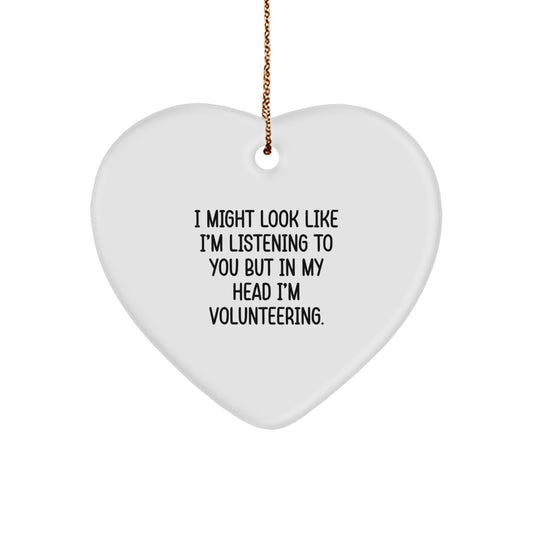 Novelty Volunteering White Heart Christmas Ornament for Friends Gift - Image 1